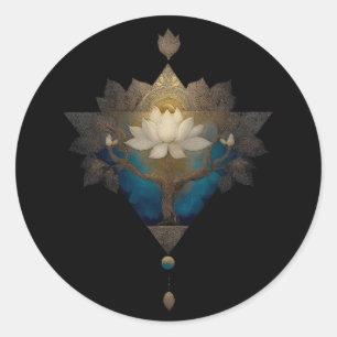 HEILIGE CONVERGENTIE ALCHEMISCH LOTUSSYMBOL RONDE STICKER