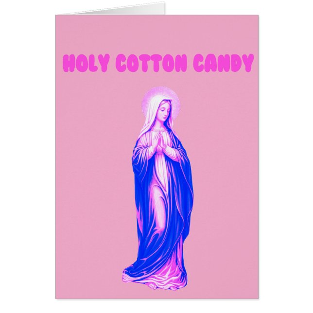 Heilige Cotton Candy Maagd Maria Roze en Blauw (Voorkant)