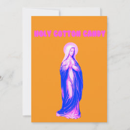 Heilige Cotton Candy Maagd Maria Roze en Blauw Kaart