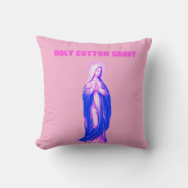 Heilige Cotton Candy Maagd Maria Roze en Blauw Kussen