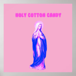 Heilige Cotton Candy Maagd Maria Roze en Blauw Poster