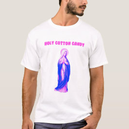 Heilige Cotton Candy Maagd Maria Roze en Blauw T-shirt