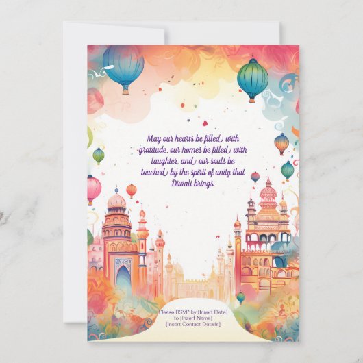 Heilige Diwali-reflectie Kaart (Achterkant)