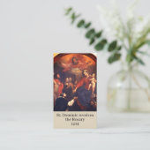 Heilige Dominicus ontvangt rozenkransgebed Contactkaartje (Staand voorkant)