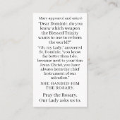 Heilige Dominicus ontvangt rozenkransgebed Contactkaartje (Achterkant)