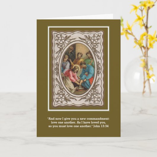 Heilige Donderdag Witte Religieuze Jezus Apostelen Kaart (Gele Bloem)