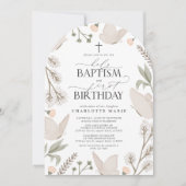 Heilige doop & 1e verjaardag vlinders bloemig kaart (Voorkant)