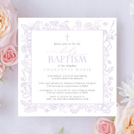 Heilige doop Lila lavendel bloemenvlinders Kaart