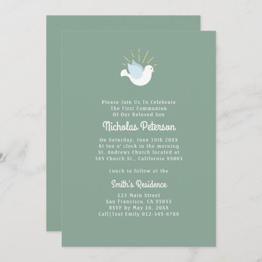 Heilige Dove | Eerste bevestigingsverzoek Kaart (Voorkant / Achterkant)