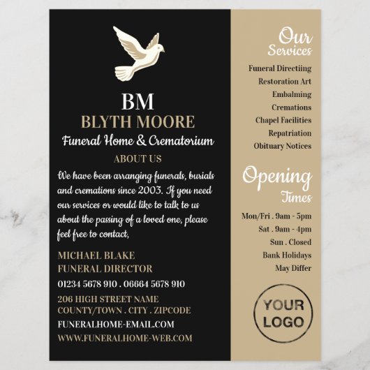 Heilige Dove, Funeral Home, Directors Flyer (Voorkant)