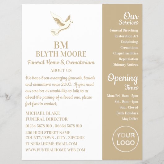 Heilige Dove, Funeral Home, Directors Flyer (Voorkant)
