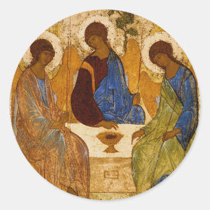 Heilige Drie-eenheid Icoon Roeblev Byzantijns Kath Ronde Sticker