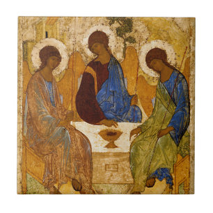 Heilige Drie-eenheid Icoon Roeblev Byzantijns Kath Tegeltje