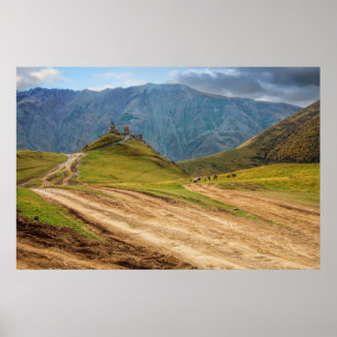 Heilige Drie-eenheidskerk Stepantsminda Kazbegi Ge Poster