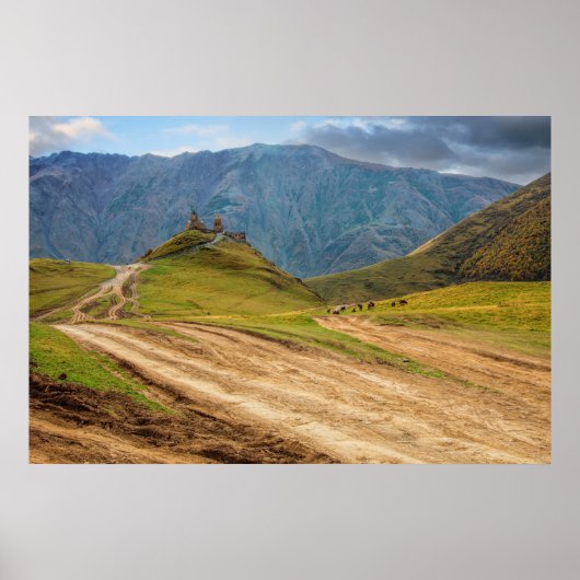 Heilige Drie-eenheidskerk Stepantsminda Kazbegi Ge Poster (Voorkant)
