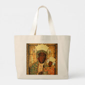 Heilige Drievuldenpictogram Rublev Byzantijnse kat Grote Tote Bag (Achterkant)