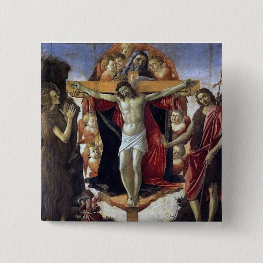 Heilige Drievuldigheid - Botticelli Vierkante Button 5,1 Cm (Voorkant)