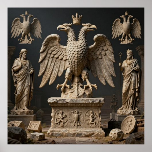 Heilige dubbelkoppige adelaar-reliek poster (Voorkant)