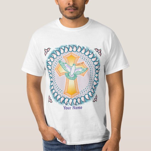 Heilige Duif Christelijk Kruis T-Shirt (Voorkant)