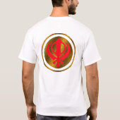 Heilige Ek-Onkar Sikh Khanda op rug wit T-shirt (Achterkant)