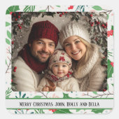 Heilige en blijdschap foto vierkante sticker (Voorkant)