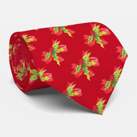 Heilige en lint kunst kerstpatroon stropdas (Opgerold)