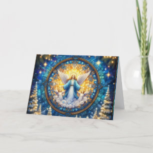 Heilige Engel Glas-in-lood Kerstmis Feestdagen Kaart