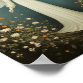 Heilige engel met vleugels, tussen bloemen poster (Hoek)