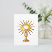 Heilige Eucharist in gouden monstrantie Briefkaart (Staand voorkant)