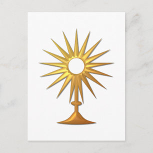 Heilige Eucharist in gouden monstrantie Briefkaart