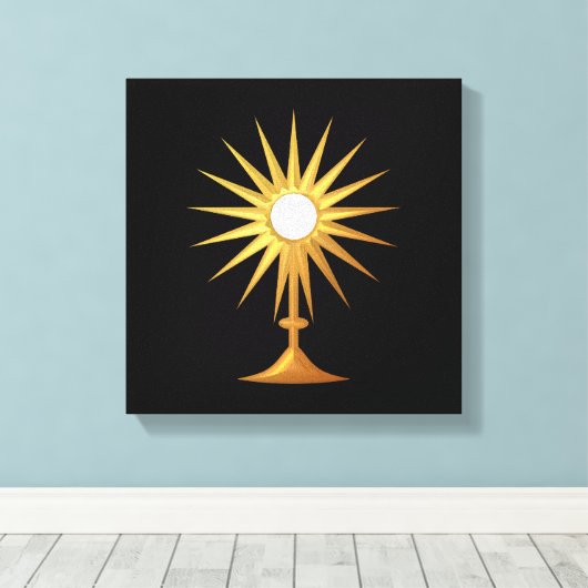 Heilige Eucharist in gouden monstrantie Canvas Afdruk (Insitu (Houten vloer))