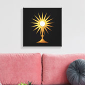Heilige Eucharist in gouden monstrantie Canvas Afdruk (Insitu (Woonkamer))