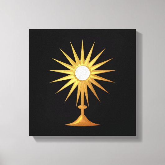 Heilige Eucharist in gouden monstrantie Canvas Afdruk (Voorkant)