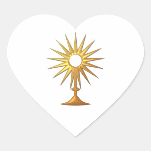 Heilige Eucharist in gouden monstrantie Hart Sticker (Voorkant)
