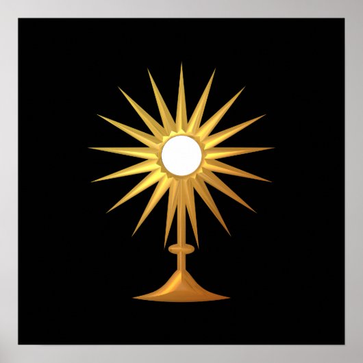 Heilige Eucharist in gouden monstrantie Poster (Voorkant)