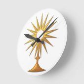 Heilige Eucharist in gouden monstrantie Ronde Klok (Hoek)