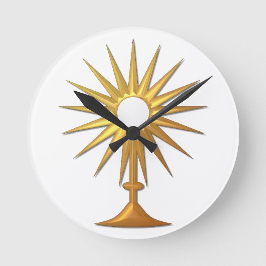 Heilige Eucharist in gouden monstrantie Ronde Klok (Voorkant)