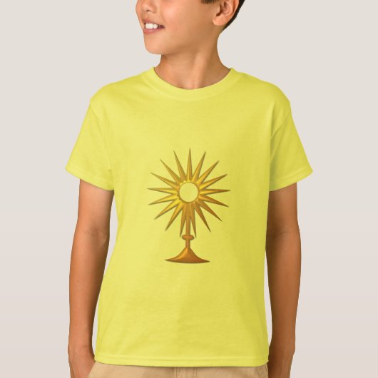 Heilige Eucharist in gouden monstrantie T-shirt (Voorkant)