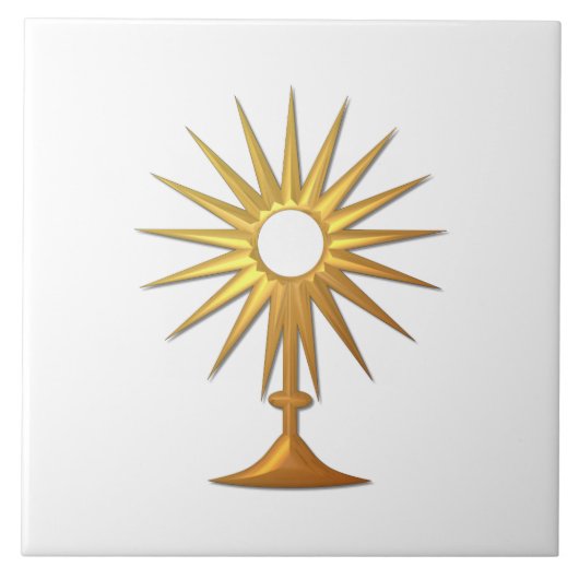 Heilige Eucharist in gouden monstrantie Tegeltje (Voorkant)