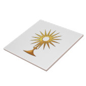 Heilige Eucharist in gouden monstrantie Tegeltje (Zijkant)