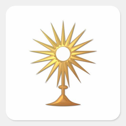 Heilige Eucharist in gouden monstrantie Vierkante Sticker (Voorkant)