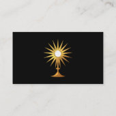 Heilige Eucharist in gouden monstrantie Visitekaartje (Achterkant)