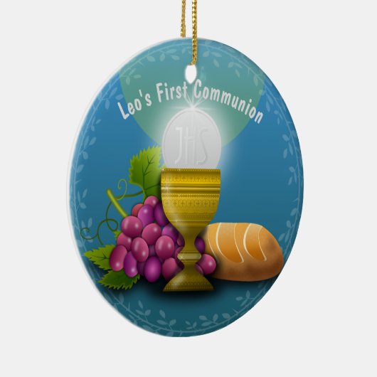 Heilige Eucharistie Geschenken Naam Doopkind Commu Keramisch Ornament (Rechts)