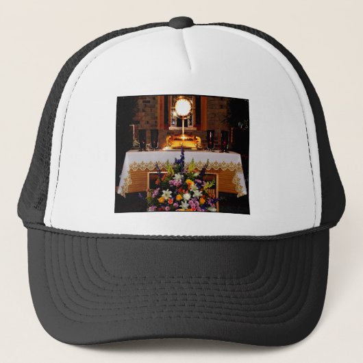 Heilige Eucharistische Heilige Communie Trucker Pet (Voorkant)
