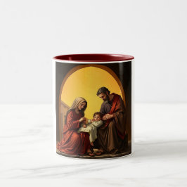 Heilige Familie, Baby Jesus Mary en Joseph Coffee  Tweekleurige Koffiemok