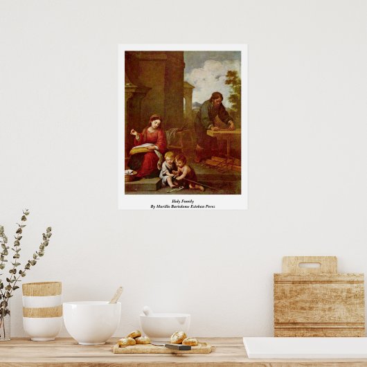 Heilige Familie door Murillo Bartolome Esteban Per Poster (Keuken)