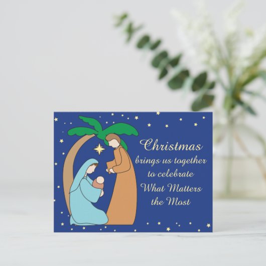 Heilige Familie Geboorte Kerstmis Christelijk Reli Feestdagenkaart (Staand voorkant)