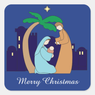 Heilige Familie Geboorte Kerstmis Christelijk Reli Vierkante Sticker