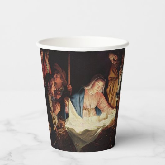 Heilige Familie Geboorteplaats Religieuze Kerst Papieren Bekers (Achterkant)