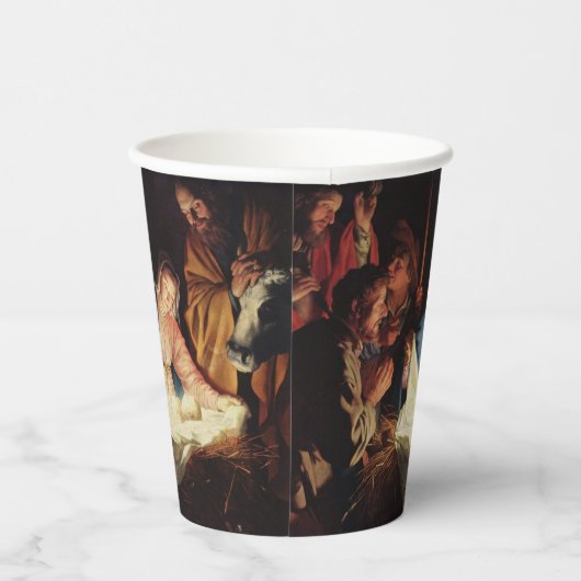 Heilige Familie Geboorteplaats Religieuze Kerst Papieren Bekers (Rechts)